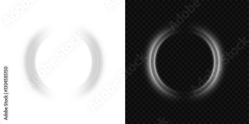 PNG Light White Twirl. Curve white line light effect. Abstract luxury white light vector flare semicircle and spark light effect. Glowing white circle. PNG isolated set of round sparks or round lights