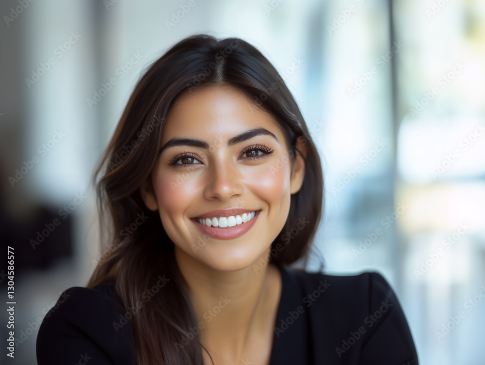 Professional Businesswoman Smiling in Modern Office – Confident Female Corporate Headshot Professional Businesswoman Smiling in Modern Office – Confident Female Corporate Headshot