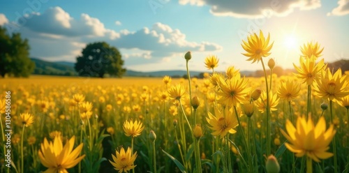 Fiore di grano ampi e aperti a maggiore luce solare, blu, luce, campo
