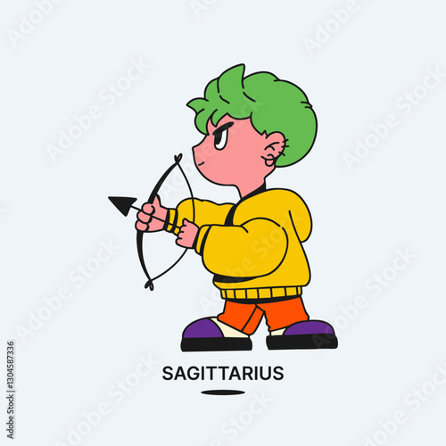 Cute character zodiac sign Sagittarius. Mascot. Trendy vector illustration.