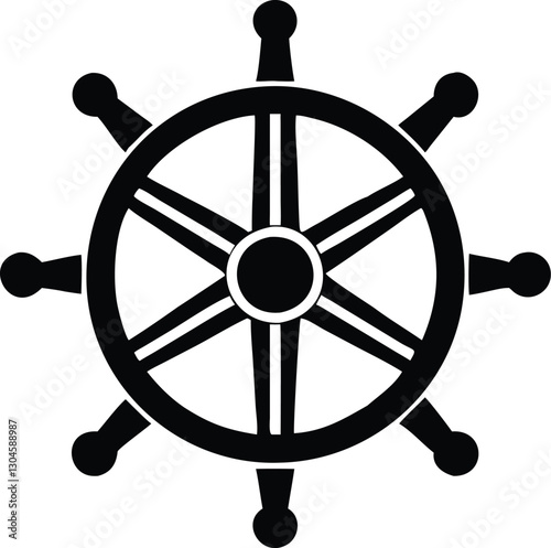 Ship steering wheel set. Boat steering wheels. Vector
