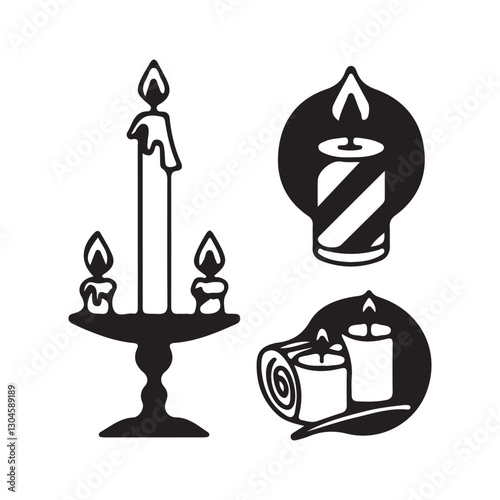 Candle icon set. Flat icons Christmas candles isolated on white background.