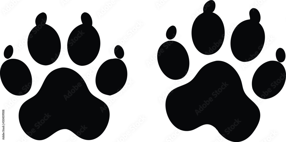 Fototapeta premium Dog paw print set. Paw icon. Vector illustration.