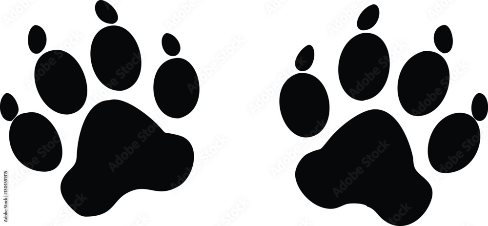 Fototapeta premium Dog paw print set. Paw icon. Vector illustration.