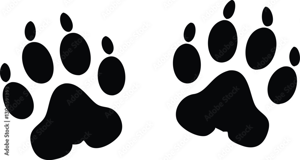 Fototapeta premium Dog paw print set. Paw icon. Vector illustration.
