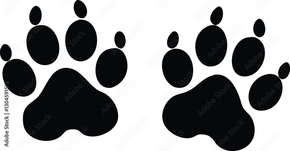 Fototapeta premium Dog paw print set. Paw icon. Vector illustration.