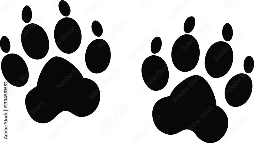 Fototapeta premium Dog paw print set. Paw icon. Vector illustration.