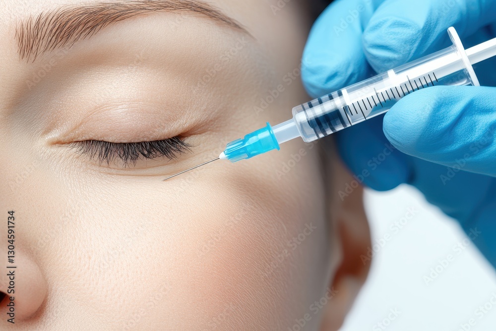 Flawless Precision: Woman Receiving Botox Injection in Crow's Feet Area with Minimal Discomfort Flawless Precision: Woman Receiving Botox Injection in Crow's Feet Area with Minimal Discomfort