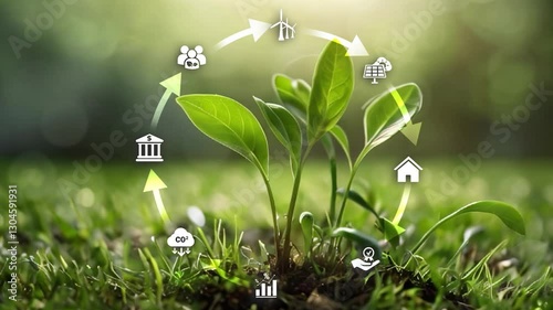 Circular Economy concept.Green Growth The Power of Circular Economy and Renewable Resources.Recycling, Green Energy, and Net Zero Goals.