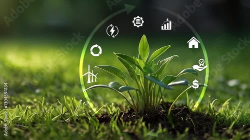 Circular Economy concept.Green Growth The Power of Circular Economy and Renewable Resources.Recycling, Green Energy, and Net Zero Goals