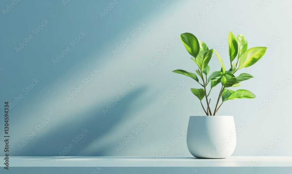 Vibrant potted plant placed on a minimalist desk, evoking freshness and a connection to nature. Vibrant potted plant placed on a minimalist desk, evoking freshness and a connection to nature.