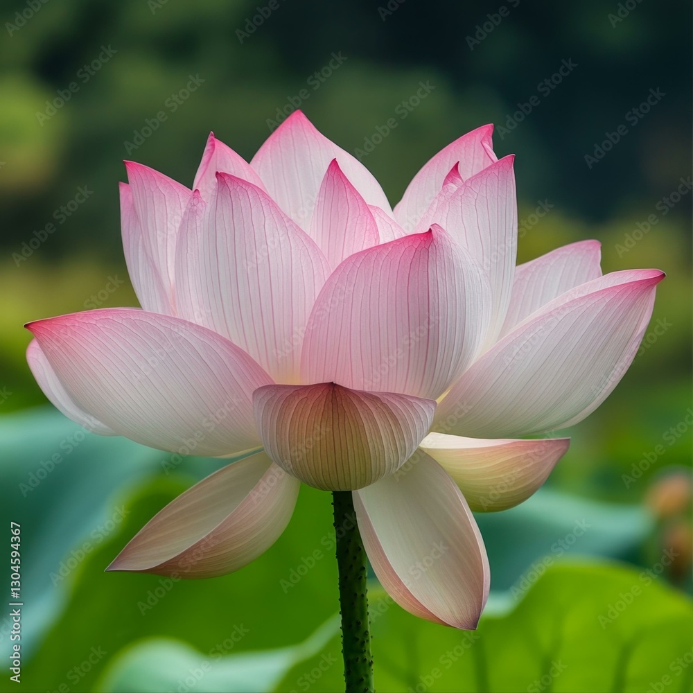 Elegant Blossom of the Lotus Flower in Serene Pink and White with Artistic Blur Background Elegant Blossom of the Lotus Flower in Serene Pink and White with Artistic Blur Background