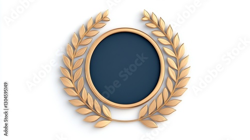 Gold Laurel Wreath with Dark Blue Circular Emblem
