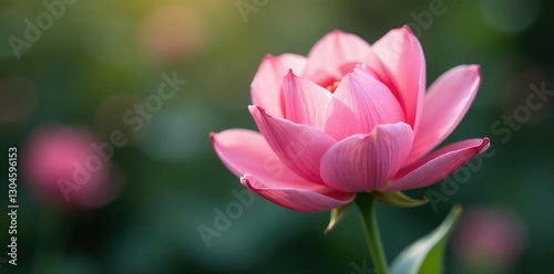 Soft pink petals unfolding from a delicate stem, natural, floral, garden