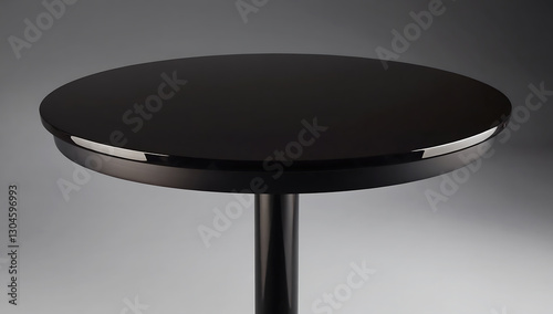 Black Round Table on Gray Background