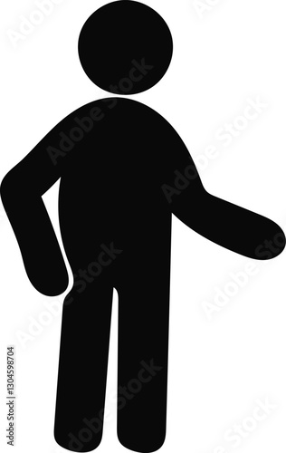 Simple black silhouette of a person standing and gesturing.