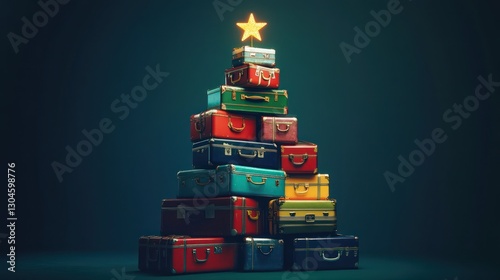 A Colorful Christmas Tree Made of Suitcases: Festive Travel Dreams