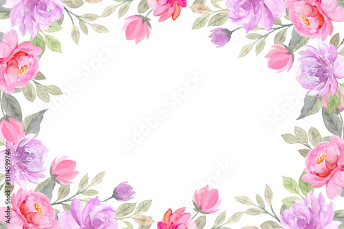 Watercolor flowers background vector for design.