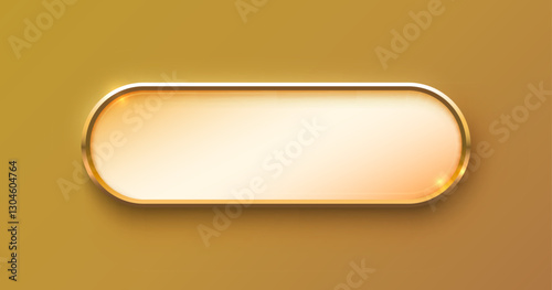 Golden frame label, event bar button, gold signboard. Vector illustration