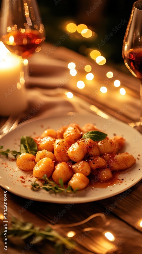 Gnocchi with tomato sauce served on a plate Gnocchi with tomato sauce served on a plate