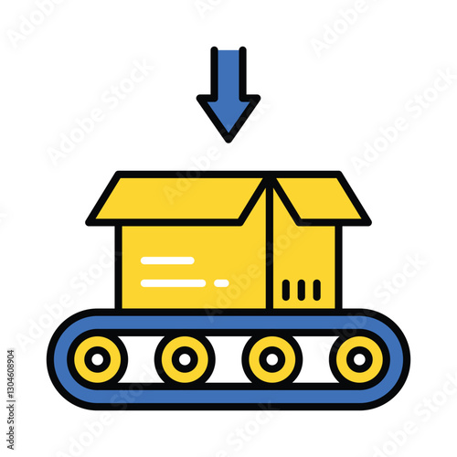 Robot Packaging  vector filled outline icon. EPS 10 file