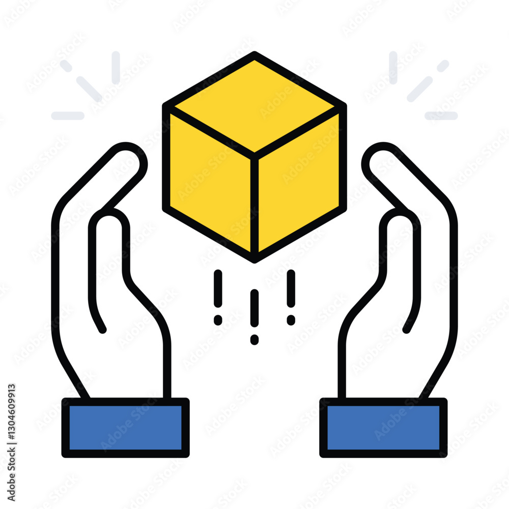 Obraz premium 3d Model vector filled outline icon. EPS 10 file