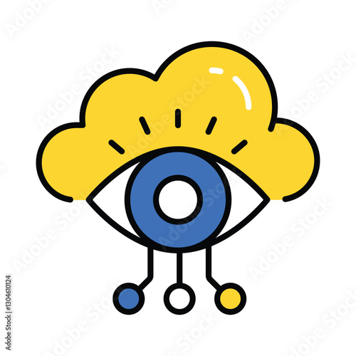 Cloud Monitoring vector filled outline icon. EPS 10 file