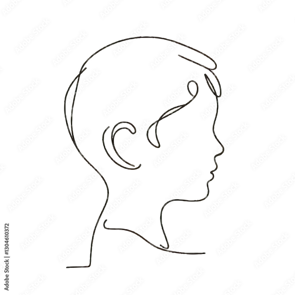 Minimalist line sketch of a child's head. Minimalist line sketch of a child's head.