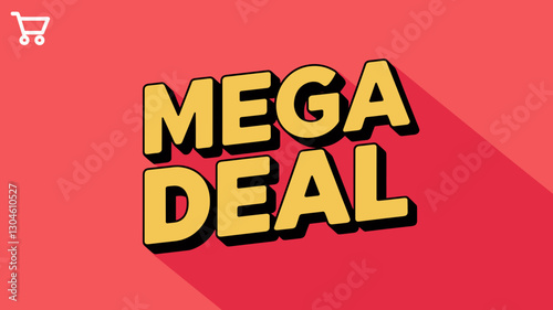Bold Mega Deal Promotional Banner with Shopping Icon