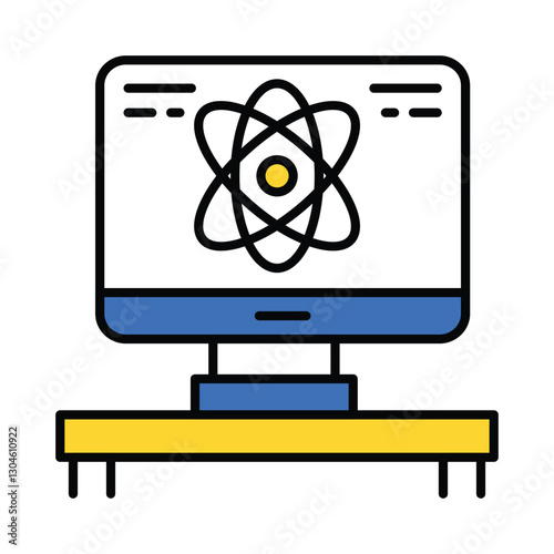 Quantum Computer vector filled outline icon. EPS 10 file