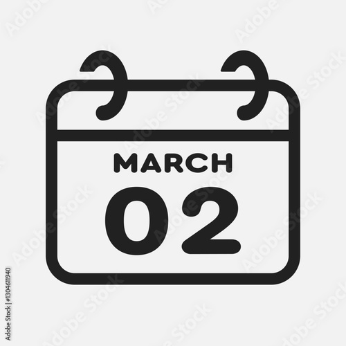 Icon page calendar day - 2 March