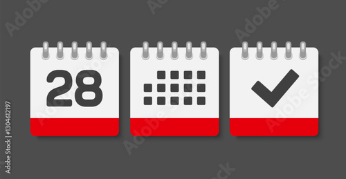 Vector icon page calendar - 28 day, agenda, done