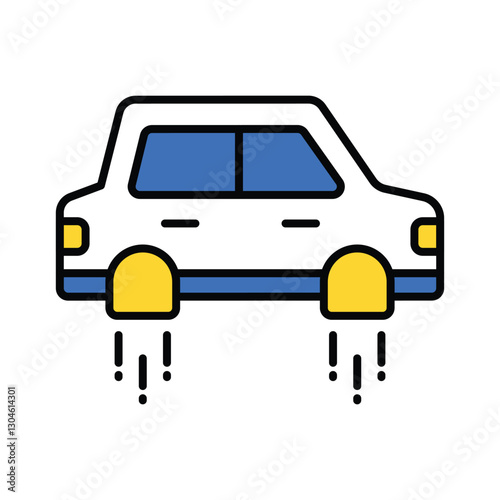 Flying Car vector filled outline icon. EPS 10 file