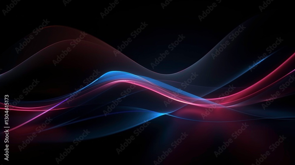 Futuristic landscape with flowing light waves in dark setting Futuristic landscape with flowing light waves in dark setting