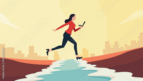 Overcoming Hurdles: Businesswoman Strategizing to Surmount Obstacles on Path to Success