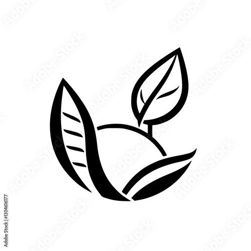 Detailed and a leaves illustration of a graphic logo with a floral theme against a pure white background.