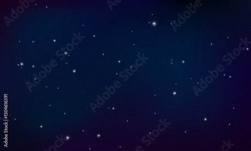 Vector cosmic space stars background. Colorful space background with stars. Universe starry pattern with glowing stars. Night sky constellations galaxy. Vector illustration.