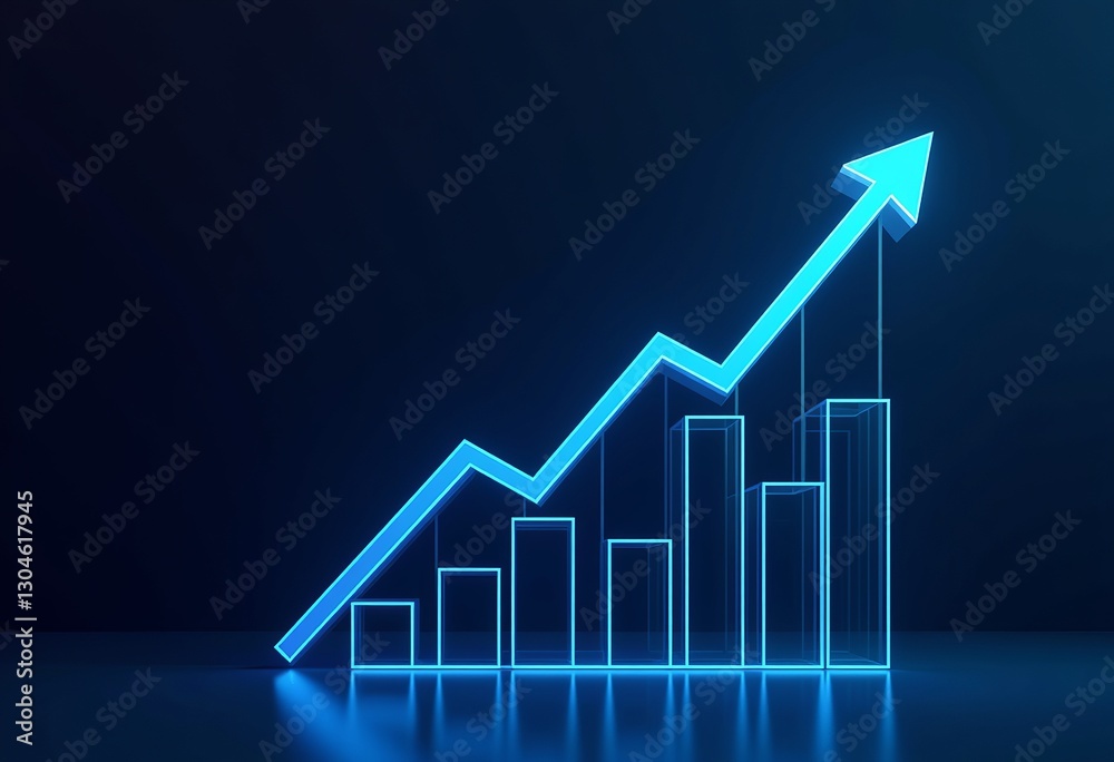Fototapeta premium Blue Arrow of Triumph: This Striking Illustration Depicts a Bold Upward Arrow, Symbolizing Business Success, Progress, and the Strategic Navigation of Growth Opportunities.