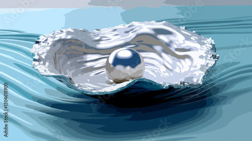 Silver oyster with pearl