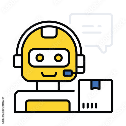 Robot Delivery vector filled outline icon. EPS 10 file
