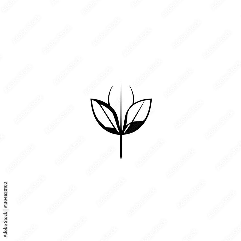 Stylized botanical illustration of a black flower on a white background. Stylized botanical illustration of a black flower on a white background.