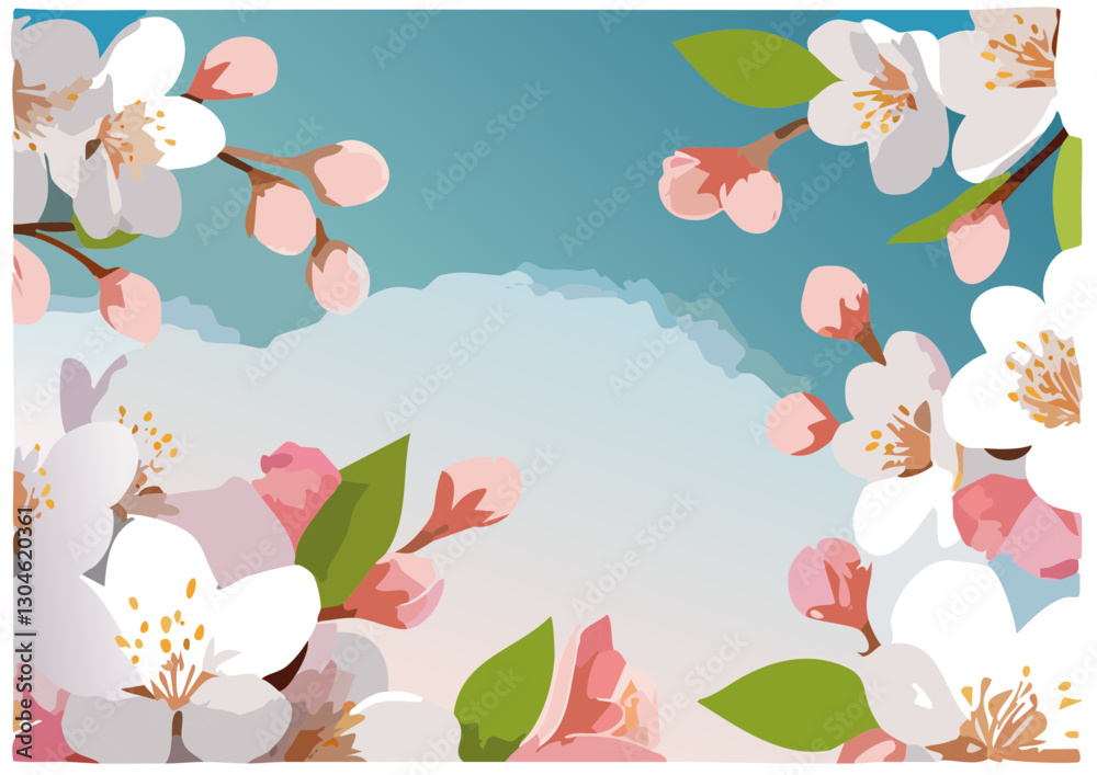 Fototapeta premium vector file of Japanese cherry blossoms in spring