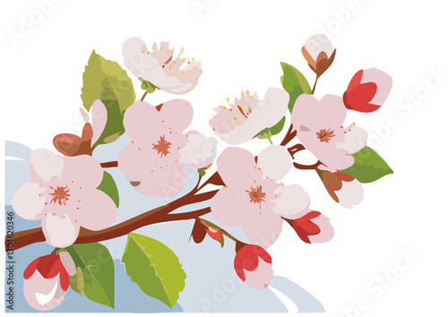 vector file of Japanese cherry blossoms in spring