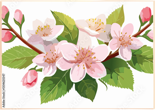 vector file of Japanese cherry blossoms in spring