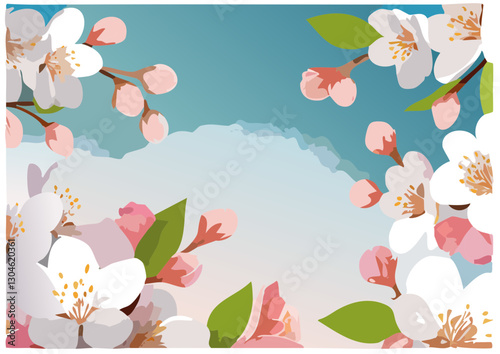 vector file of Japanese cherry blossoms in spring