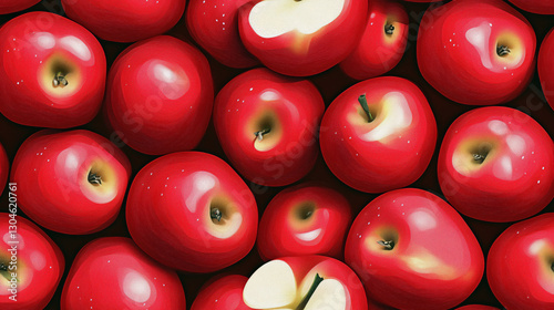 a seamless repeat and fully tileable background of juicy red apples