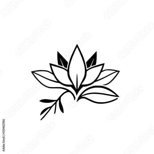 Minimalist Lotus Flower:  Clean black-and-white floral illustration. Symbolic of purity and potential.