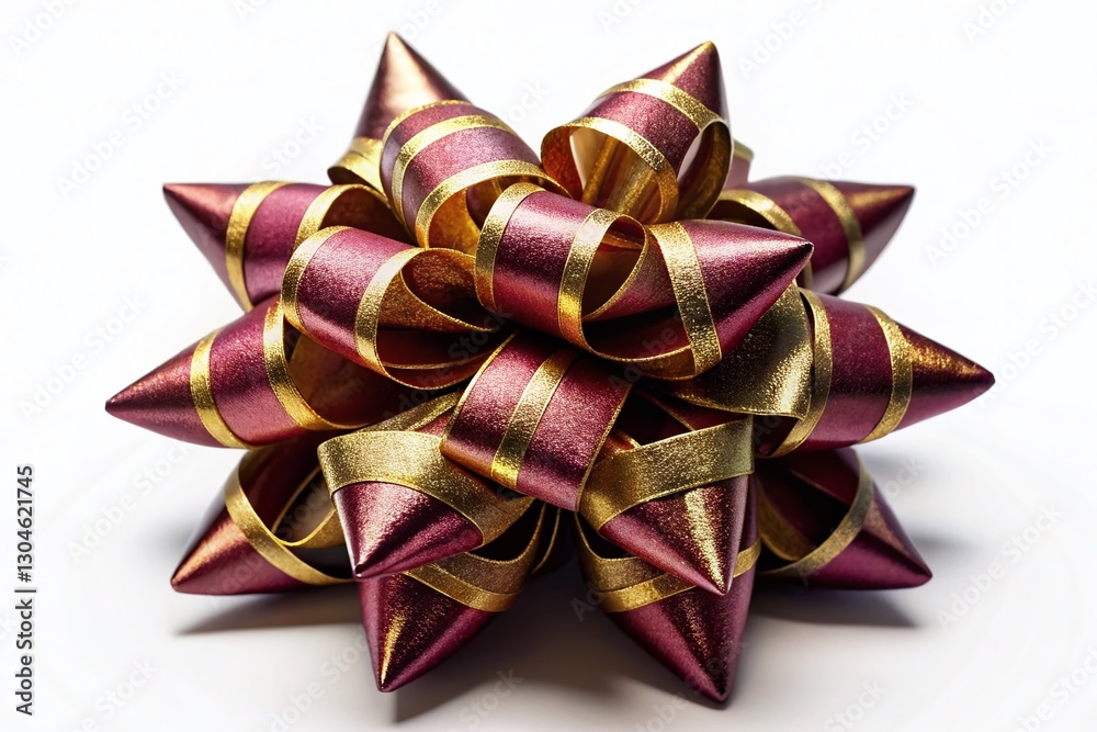 Fototapeta premium Luxurious Gold & Burgundy Holiday Bow - Festive Christmas Decoration