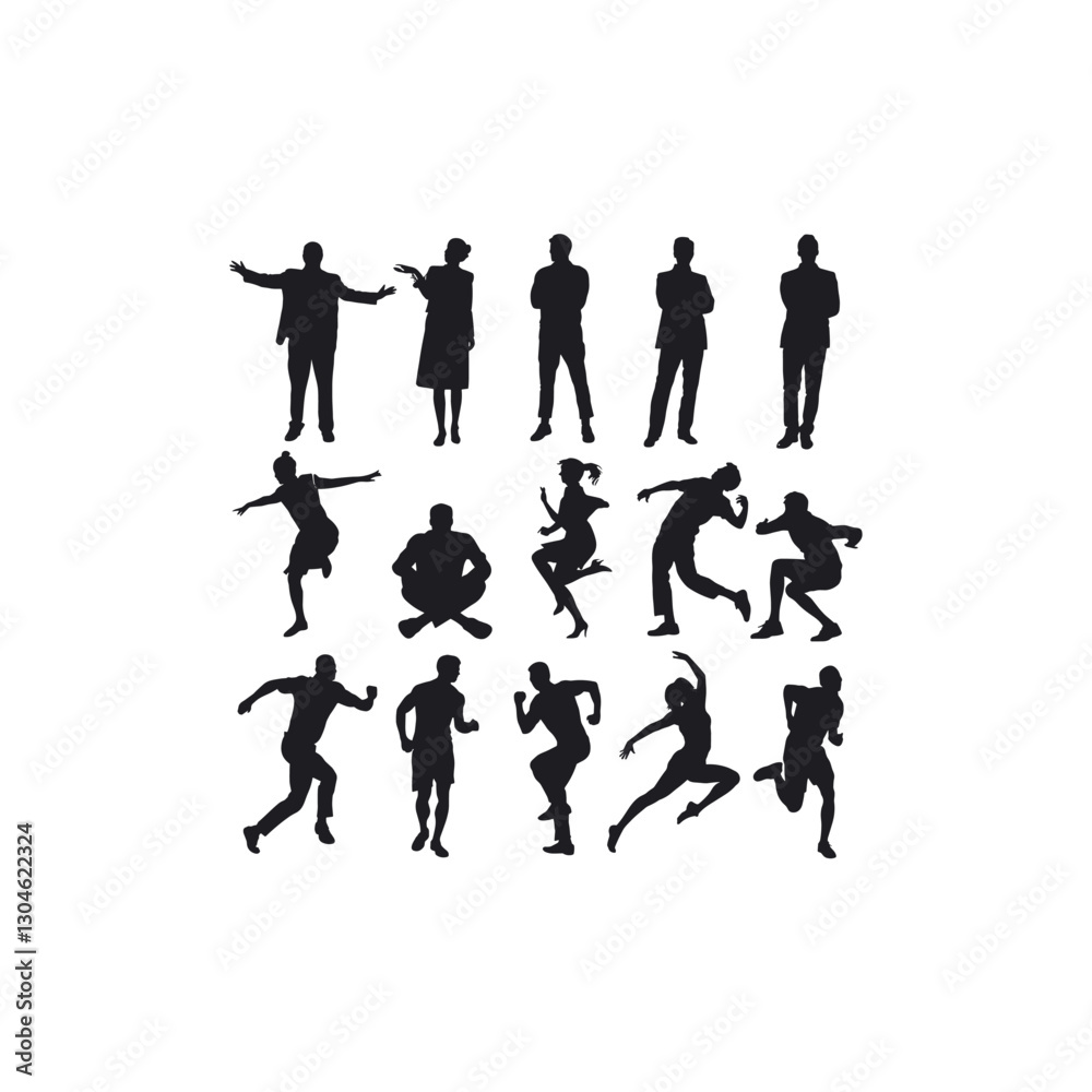 Man Set Vector silhouettes Template. Man Set Vector silhouettes Template.