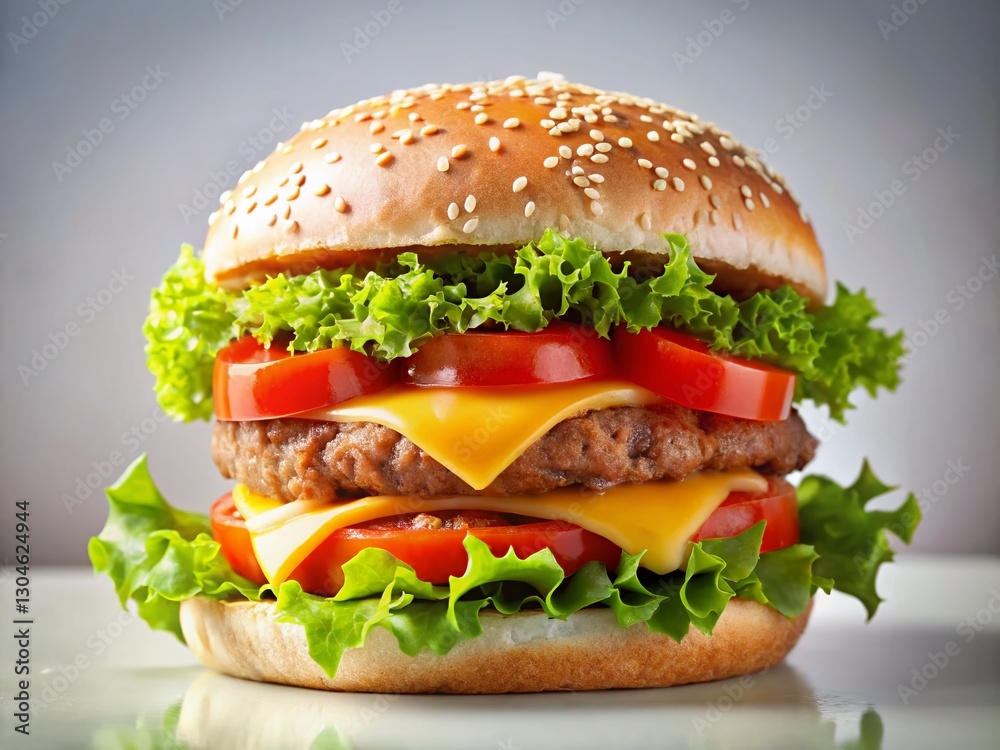 Macro Close-up of a Juicy, Delicious Burger & Sandwich Macro Close-up of a Juicy, Delicious Burger & Sandwich